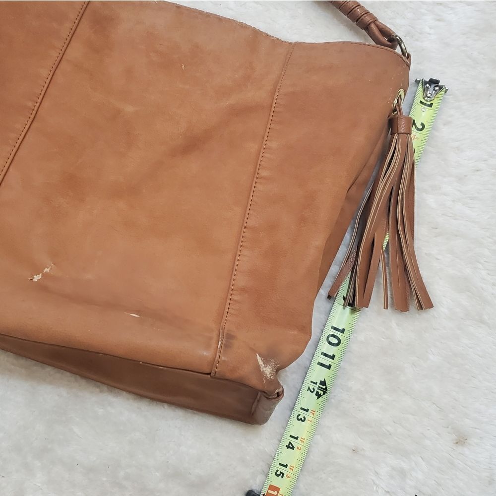 Olivia + Joy Slouchy Oversized Faux Leather Large Shoulder Bag with Tassels - Picture 5 of 13